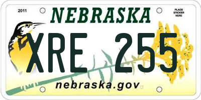 NE license plate XRE255