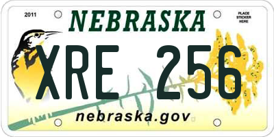 NE license plate XRE256