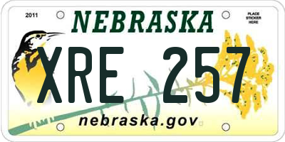 NE license plate XRE257