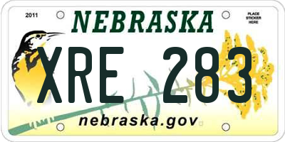 NE license plate XRE283