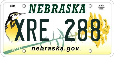 NE license plate XRE288