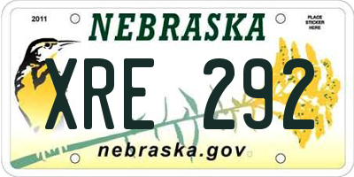NE license plate XRE292