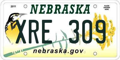 NE license plate XRE309