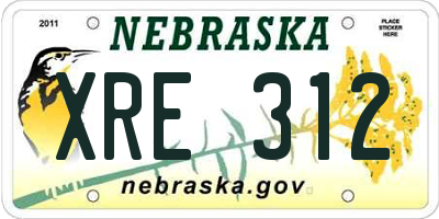 NE license plate XRE312