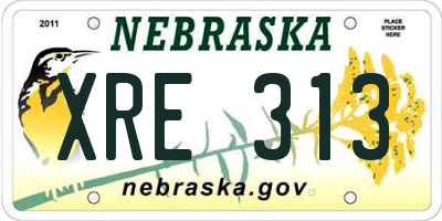 NE license plate XRE313