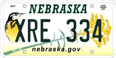 NE license plate XRE334