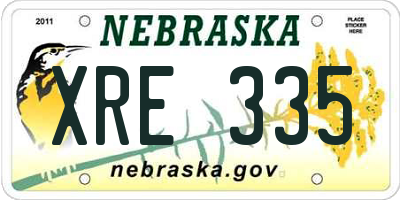 NE license plate XRE335