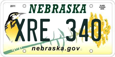NE license plate XRE340