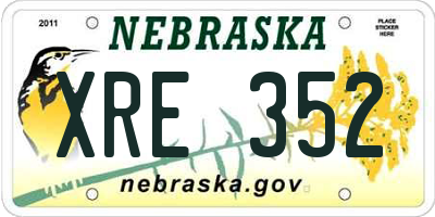 NE license plate XRE352