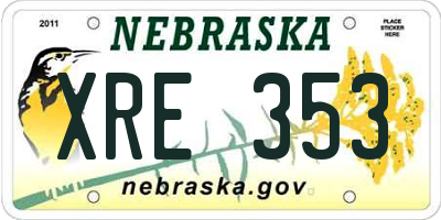 NE license plate XRE353