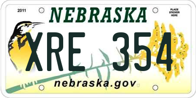 NE license plate XRE354