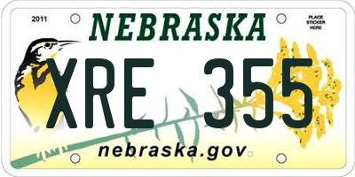 NE license plate XRE355