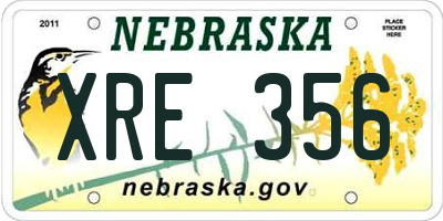 NE license plate XRE356