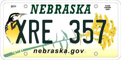 NE license plate XRE357