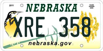 NE license plate XRE358