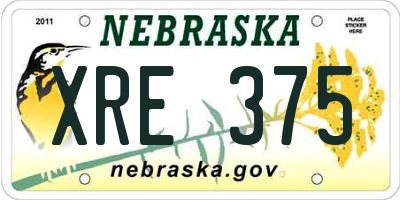 NE license plate XRE375