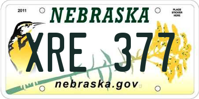 NE license plate XRE377