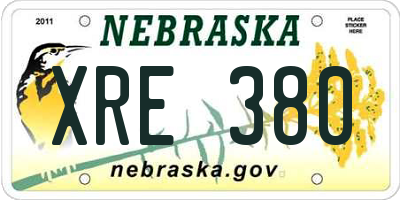 NE license plate XRE380