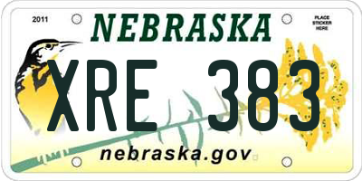 NE license plate XRE383