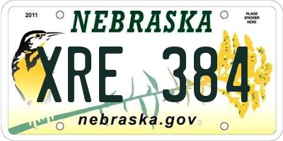 NE license plate XRE384