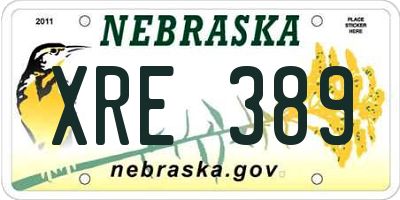 NE license plate XRE389