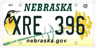 NE license plate XRE396