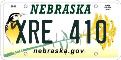 NE license plate XRE410