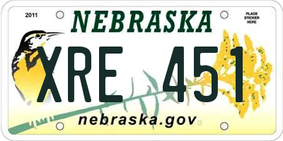 NE license plate XRE451