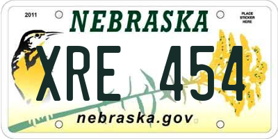 NE license plate XRE454