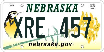 NE license plate XRE457