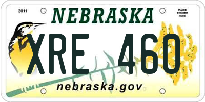NE license plate XRE460