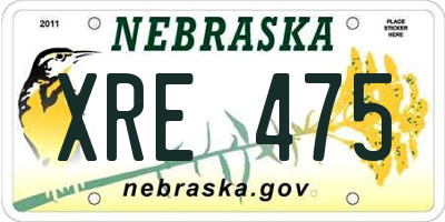 NE license plate XRE475