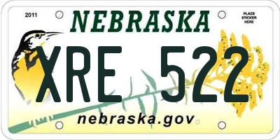 NE license plate XRE522