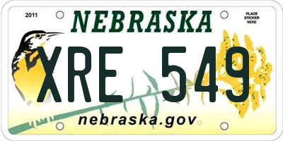 NE license plate XRE549