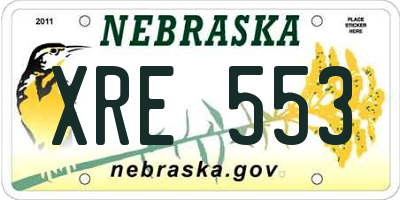 NE license plate XRE553