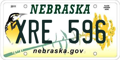 NE license plate XRE596