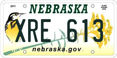 NE license plate XRE613