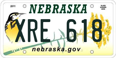 NE license plate XRE618