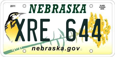 NE license plate XRE644