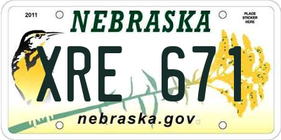 NE license plate XRE671