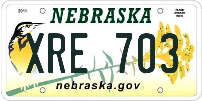 NE license plate XRE703