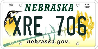 NE license plate XRE706