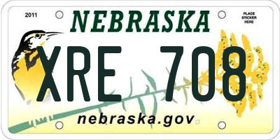 NE license plate XRE708