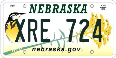 NE license plate XRE724