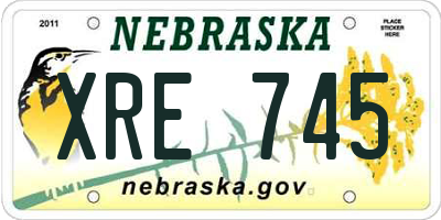 NE license plate XRE745