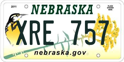 NE license plate XRE757