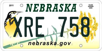 NE license plate XRE758