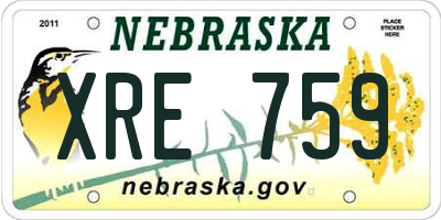 NE license plate XRE759