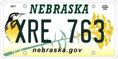 NE license plate XRE763