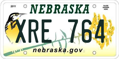 NE license plate XRE764